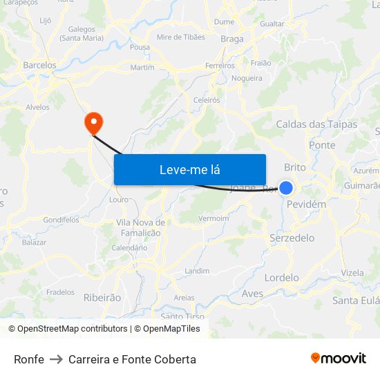 Ronfe to Carreira e Fonte Coberta map