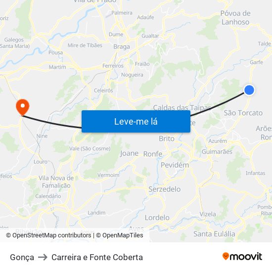 Gonça to Carreira e Fonte Coberta map