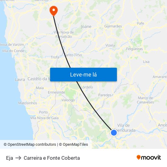 Eja to Carreira e Fonte Coberta map