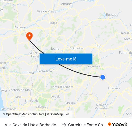 Vila Cova da Lixa e Borba de Godim to Carreira e Fonte Coberta map