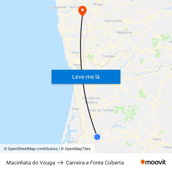 Macinhata do Vouga to Carreira e Fonte Coberta map