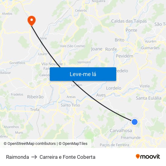 Raimonda to Carreira e Fonte Coberta map