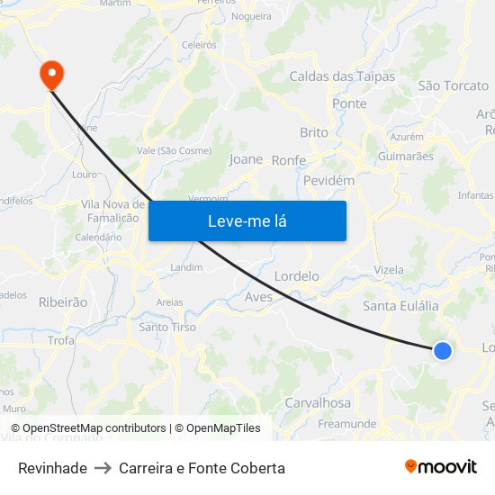 Revinhade to Carreira e Fonte Coberta map