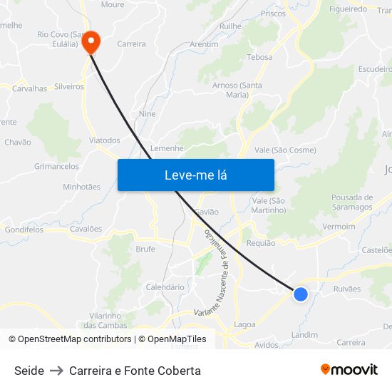 Seide to Carreira e Fonte Coberta map