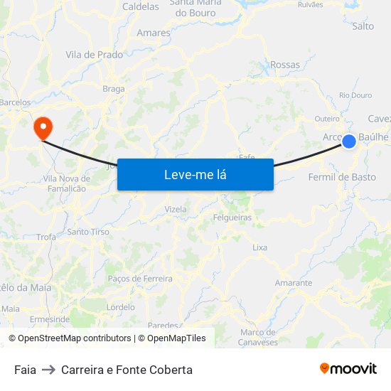 Faia to Carreira e Fonte Coberta map