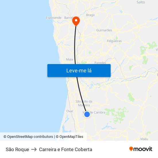 São Roque to Carreira e Fonte Coberta map