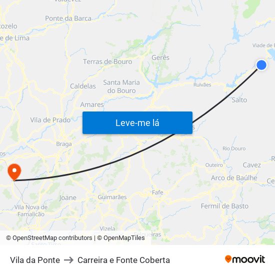 Vila da Ponte to Carreira e Fonte Coberta map