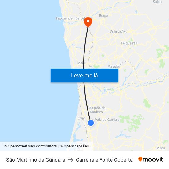 São Martinho da Gândara to Carreira e Fonte Coberta map