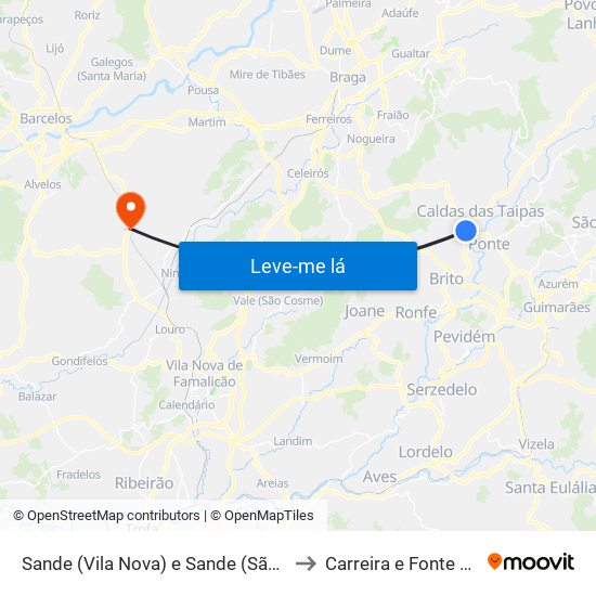 Sande (Vila Nova) e Sande (São Clemente) to Carreira e Fonte Coberta map