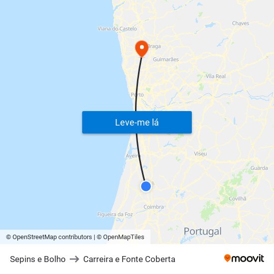 Sepins e Bolho to Carreira e Fonte Coberta map