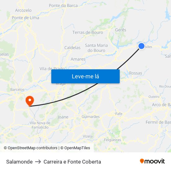 Salamonde to Carreira e Fonte Coberta map