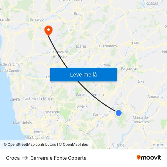 Croca to Carreira e Fonte Coberta map