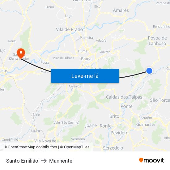 Santo Emilião to Manhente map