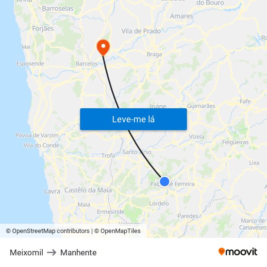 Meixomil to Manhente map