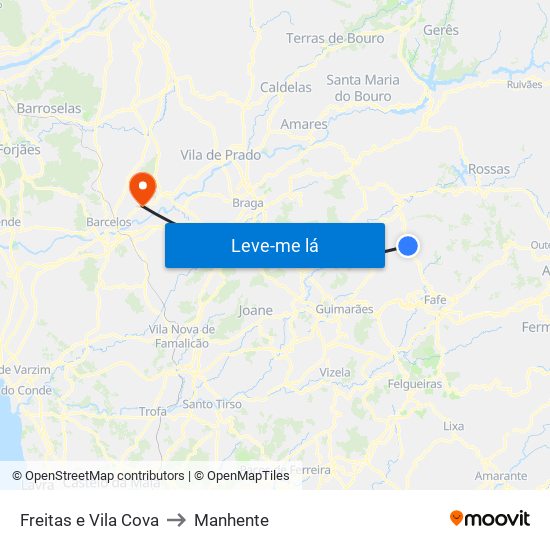 Freitas e Vila Cova to Manhente map