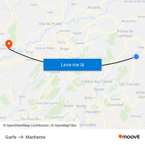 Garfe to Manhente map