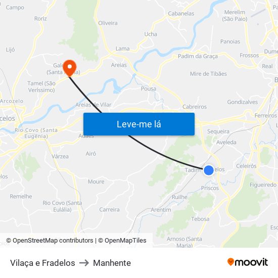 Vilaça e Fradelos to Manhente map