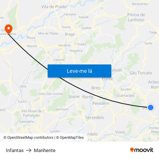 Infantas to Manhente map