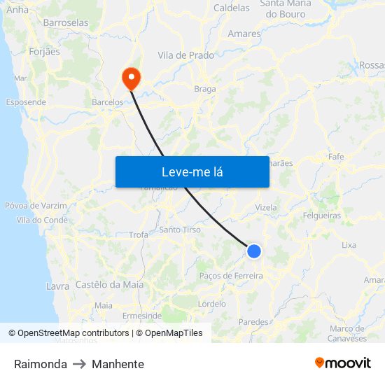 Raimonda to Manhente map