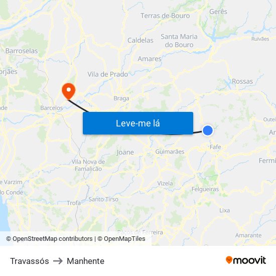 Travassós to Manhente map