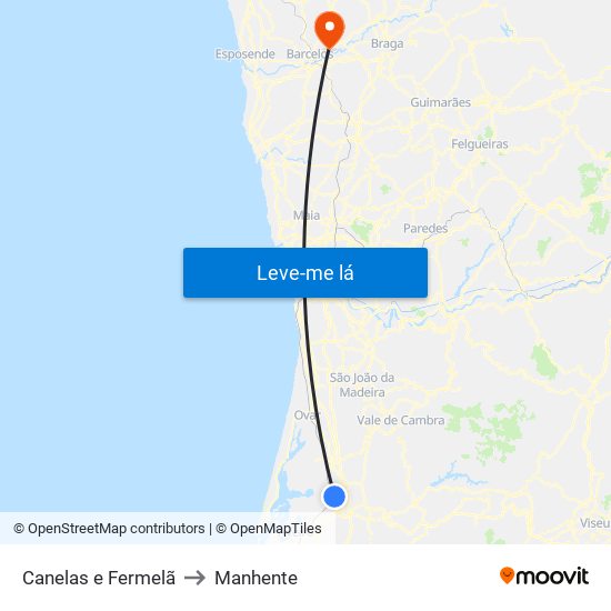 Canelas e Fermelã to Manhente map