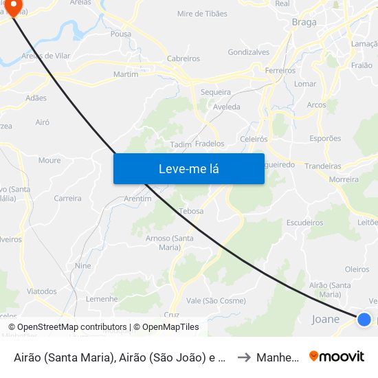 Airão (Santa Maria), Airão (São João) e Vermil to Manhente map