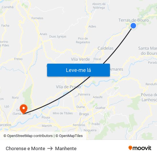 Chorense e Monte to Manhente map
