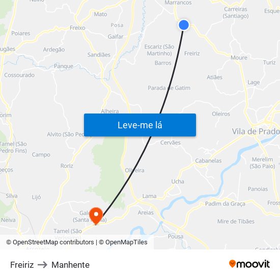 Freiriz to Manhente map