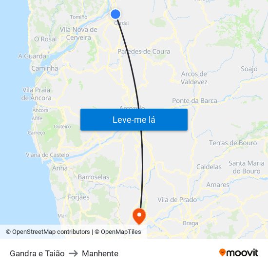 Gandra e Taião to Manhente map