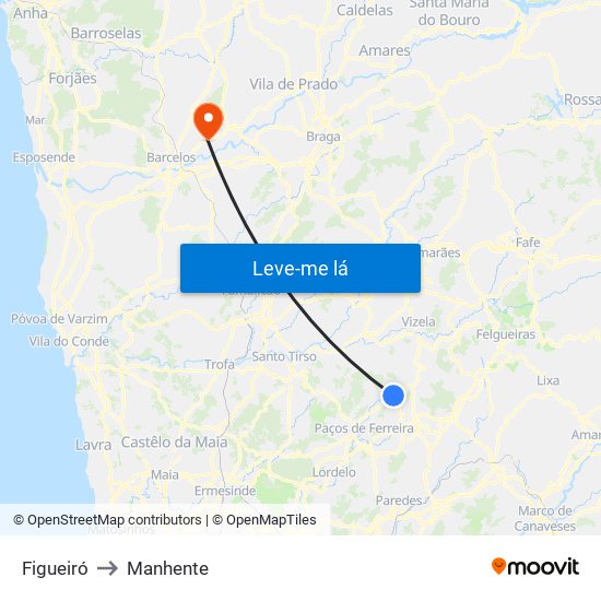 Figueiró to Manhente map