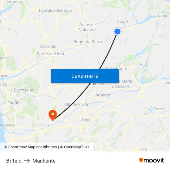 Britelo to Manhente map