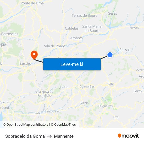 Sobradelo da Goma to Manhente map