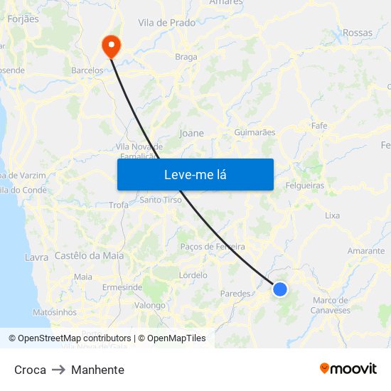 Croca to Manhente map