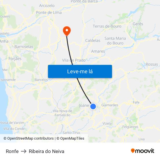 Ronfe to Ribeira do Neiva map