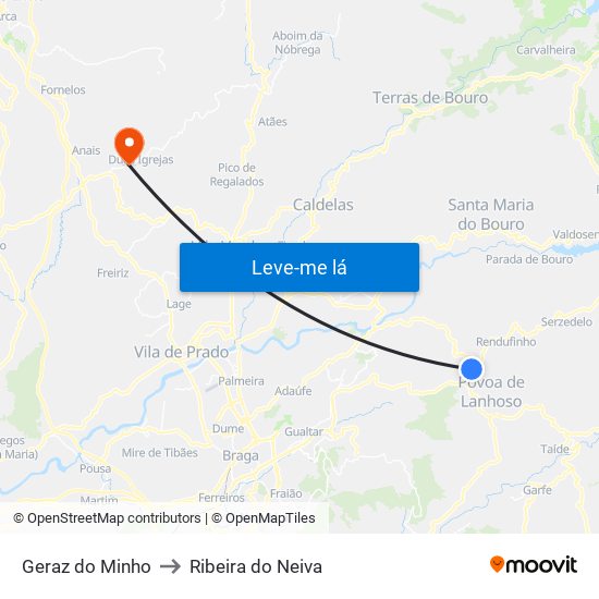 Geraz do Minho to Ribeira do Neiva map