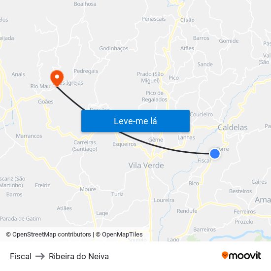 Fiscal to Ribeira do Neiva map