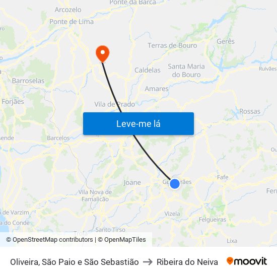 Oliveira, São Paio e São Sebastião to Ribeira do Neiva map