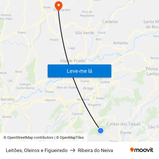 Leitões, Oleiros e Figueiredo to Ribeira do Neiva map