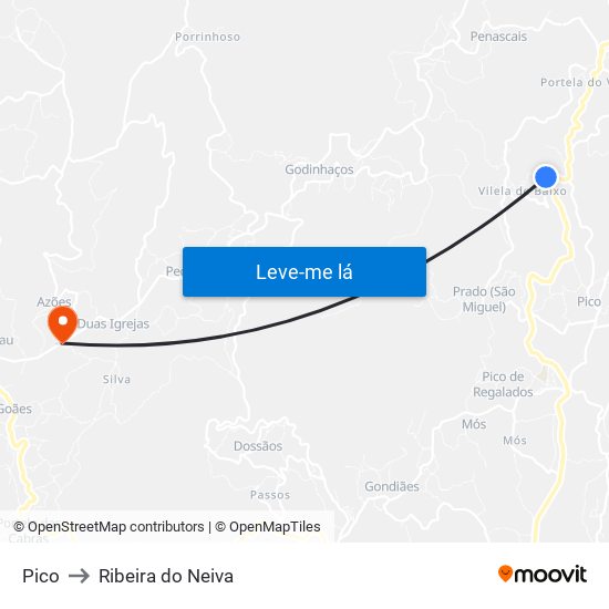 Pico to Ribeira do Neiva map