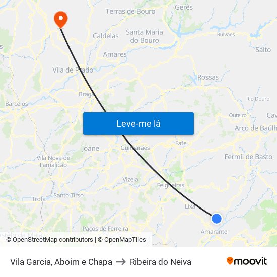 Vila Garcia, Aboim e Chapa to Ribeira do Neiva map