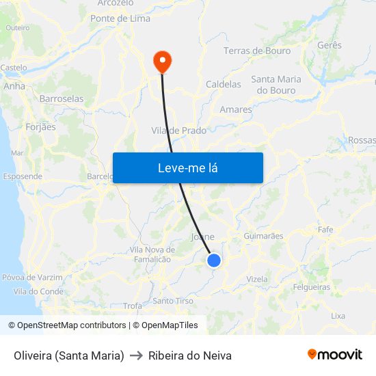 Oliveira (Santa Maria) to Ribeira do Neiva map