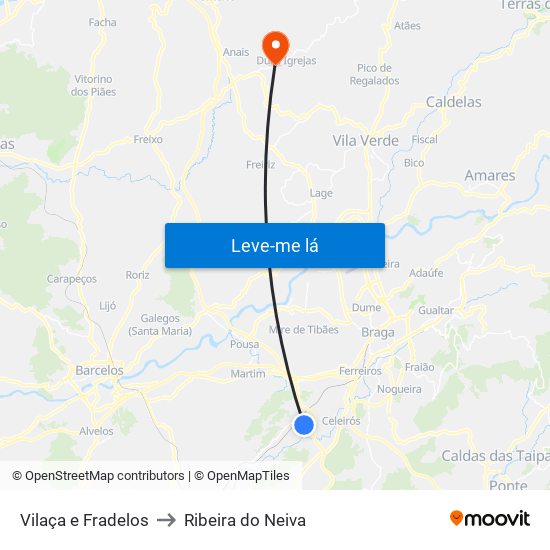 Vilaça e Fradelos to Ribeira do Neiva map