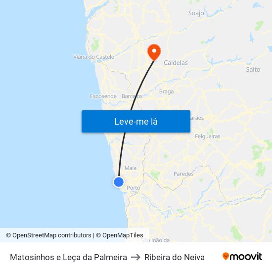 Matosinhos e Leça da Palmeira to Ribeira do Neiva map