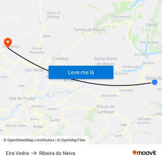 Eira Vedra to Ribeira do Neiva map