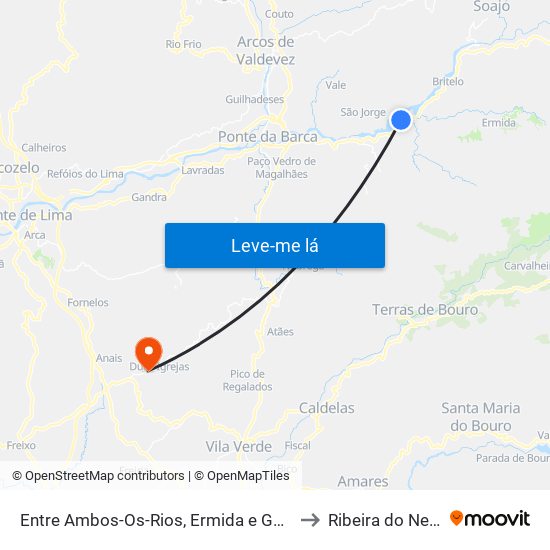 Entre Ambos-Os-Rios, Ermida e Germil to Ribeira do Neiva map