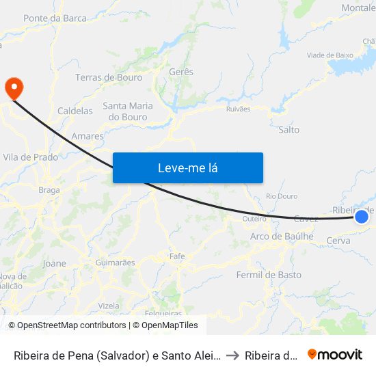 Ribeira de Pena (Salvador) e Santo Aleixo de Além-Tâmega to Ribeira do Neiva map