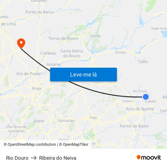 Rio Douro to Ribeira do Neiva map