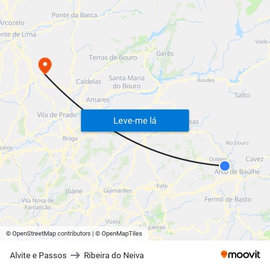 Alvite e Passos to Ribeira do Neiva map