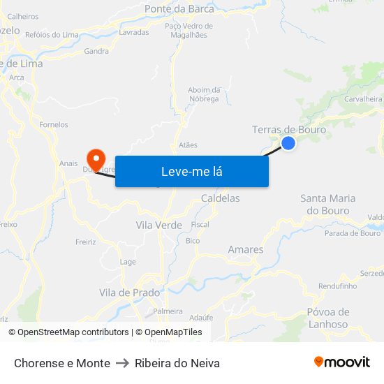 Chorense e Monte to Ribeira do Neiva map