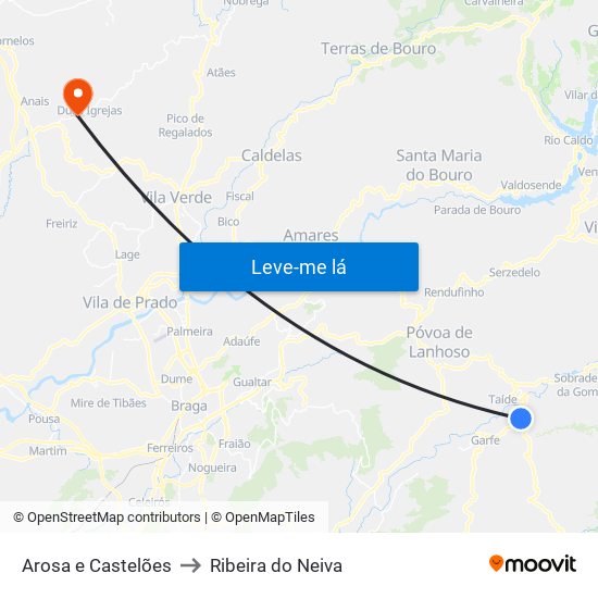 Arosa e Castelões to Ribeira do Neiva map